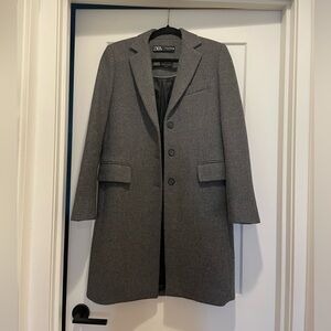 Zara Manteco Italian Wool Blend Charcoal Gray 3-button Coat Size XS